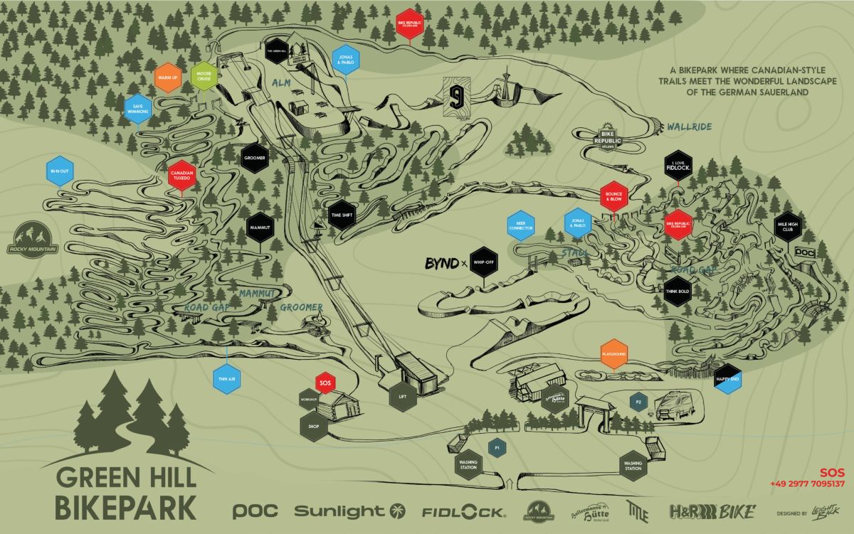 Green-Hill Bikepark Hohe Lied trail-map